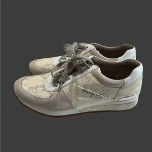 Michael Kors cream, tan & white Patterned Sneakers